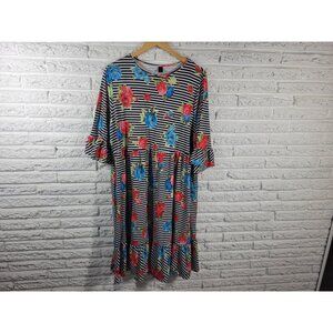 Emery Rose‎ Dress 2XL Plus 3/4 Bell Sleeve Red Floral Poly Blend FLO261XE